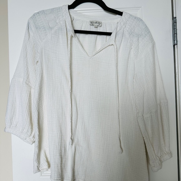 Wonderly Cream Gauze Blouse - Picture 1 of 4